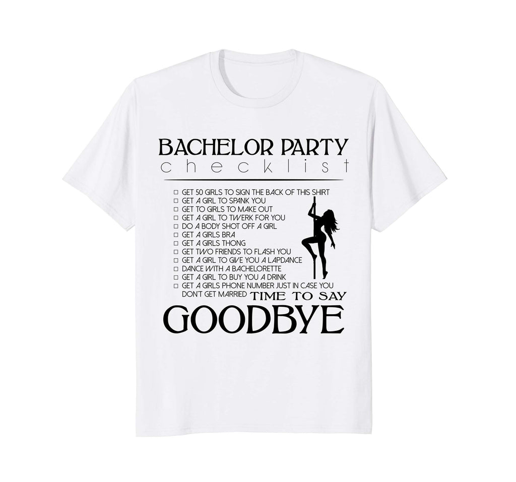 Bachelor Party Checklist Groomsman Funny Wedding Fiance Tee