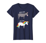 Before and After Yoga Funny Unicorn illustration T-Shirt