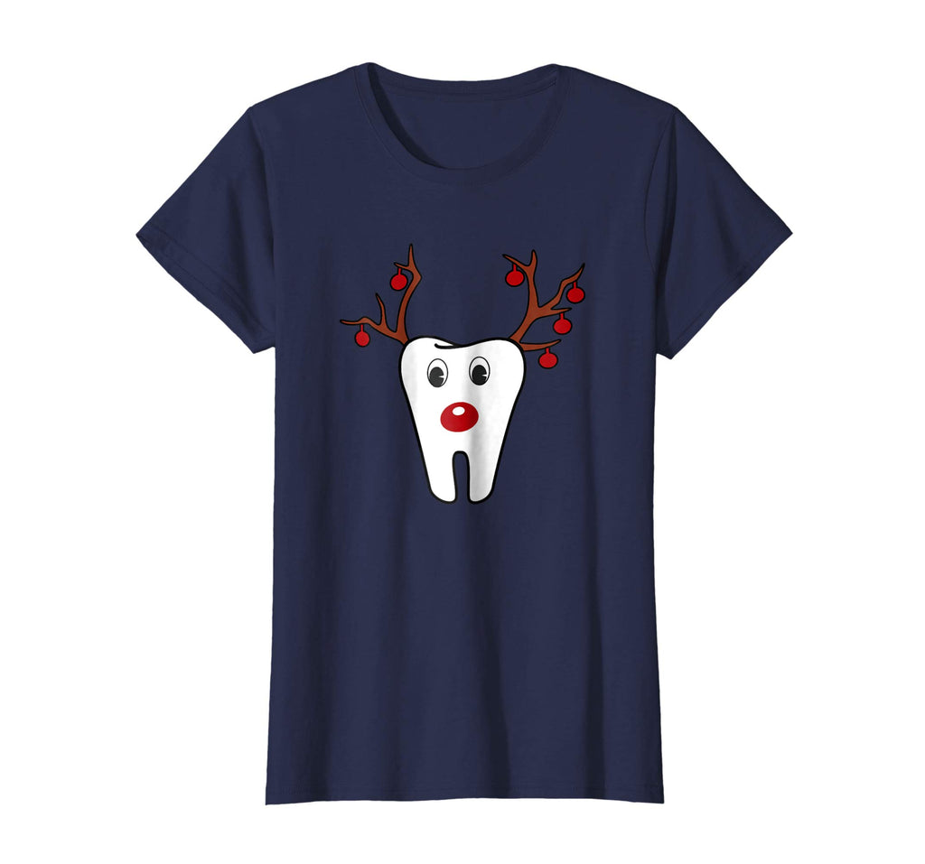 Antlers Red Nose Holiday Tooth Reindeer T-Shirt Funny Gifts