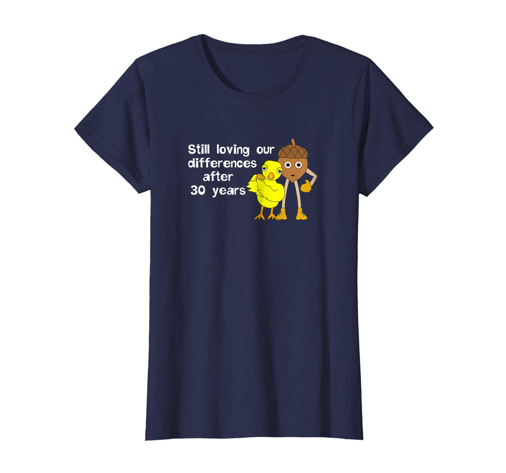30th Anniversary Funny Chick and Nut T-Shirt White Text