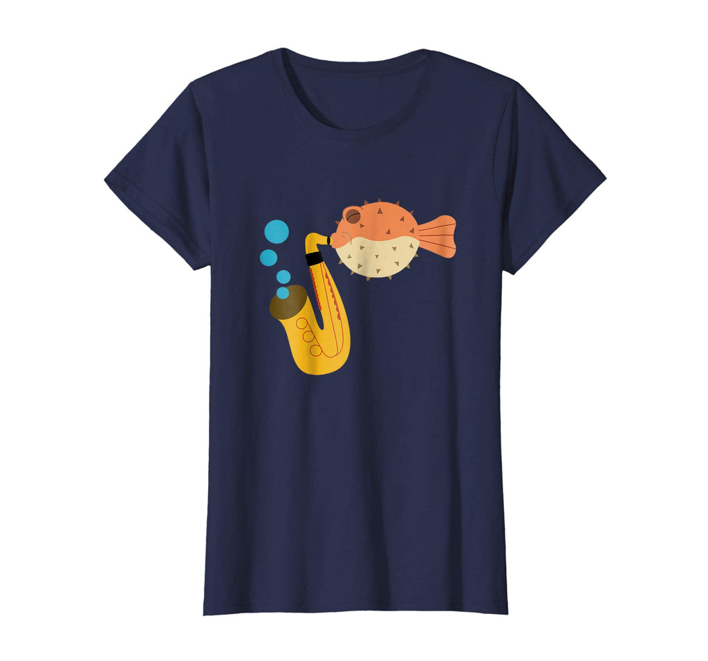 Blow Fish Playing Saxophone Music Funny Novelty T-Shirt