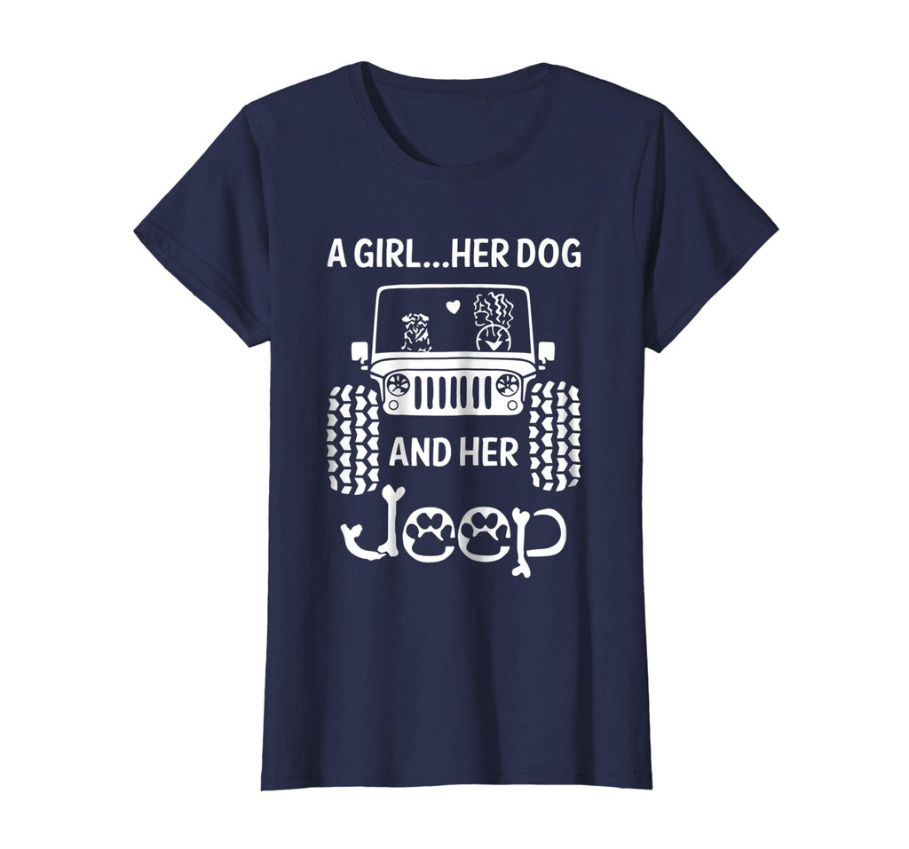 A girl, a dog and her Jeep Shirt- Funny Gift Dog mom T Shirt