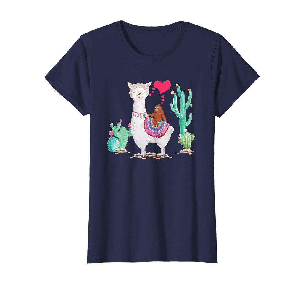 Sloth Riding Llama Tshirt Funny Valentines Day Gift