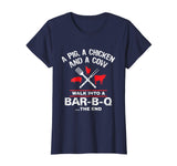A Pig Chicken Cow Walk Into A Bar Funny BBQ Grilling Shirt