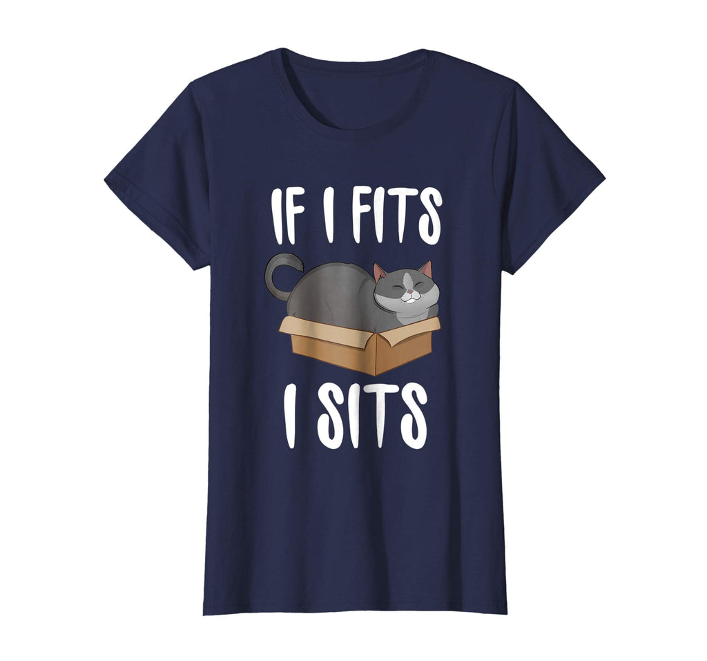 If I Fits I Sits Cat Meme Shirt Funny Cat In A Boxt T-shirt