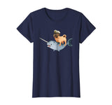 Captain Pug riding a Narwhal T-shirt Funny Pug Shirt