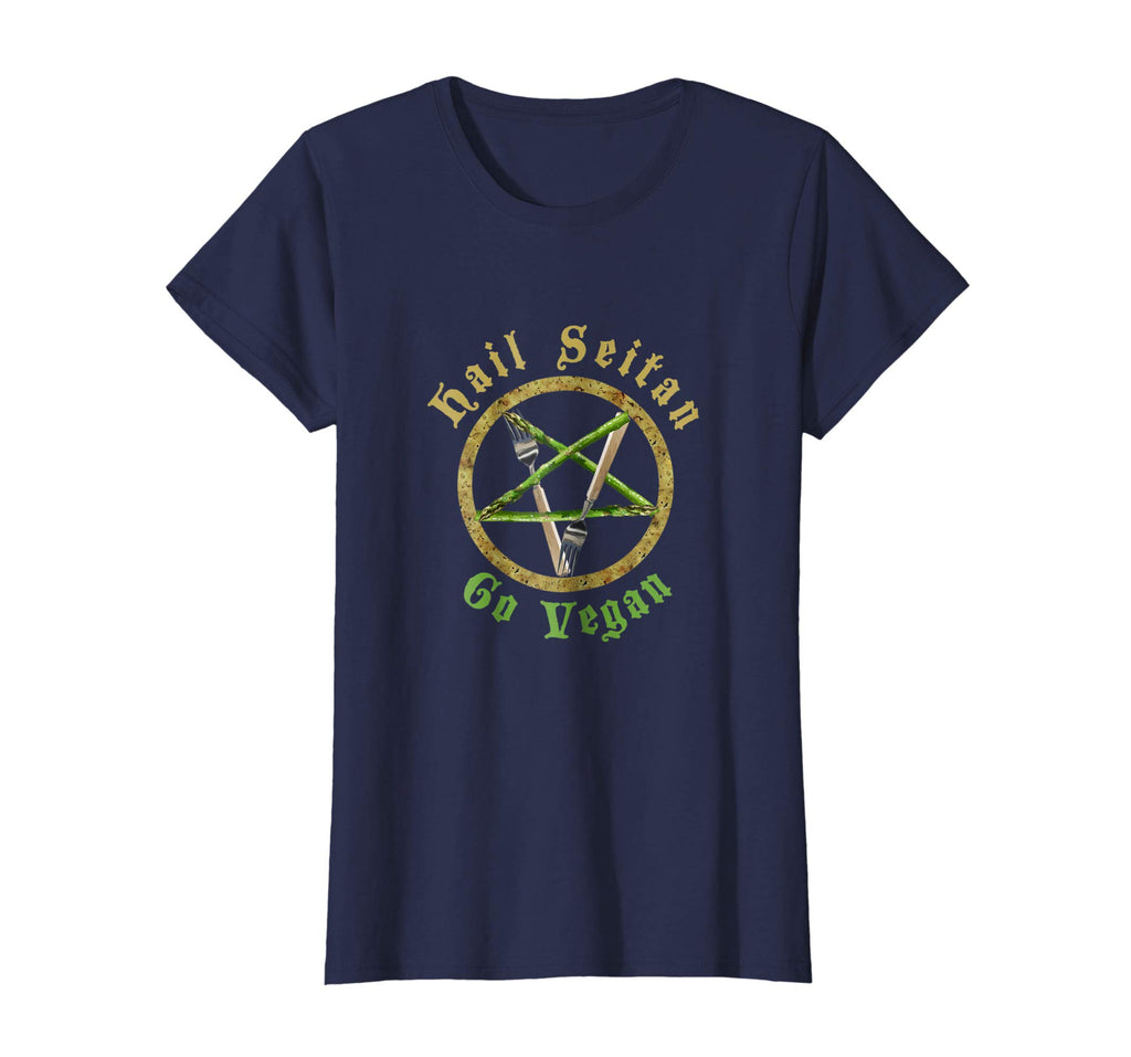 &quot;Hail Seitan Go Vegan&quot; Funny Vegan T Shirt - Men &amp; Women