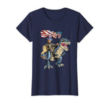 Abe Lincoln Murica T- Rex Shirt Funny 4th Of July USA Flag