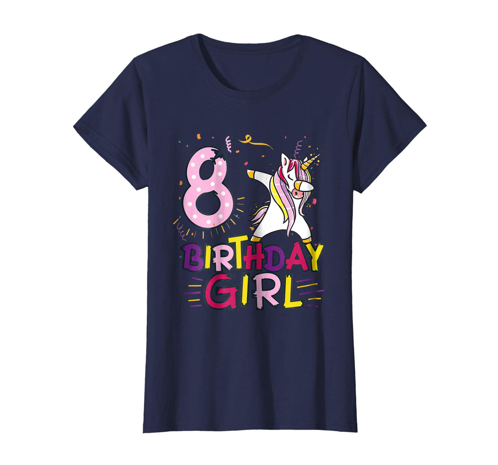 Funny Birthday Gift 8 year old Girl Dabbing Unicorn T-Shirt