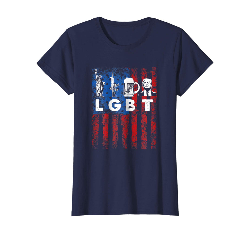 Funny LGBT Parody Liberty Guns Beer Trump Shirt USA Gift