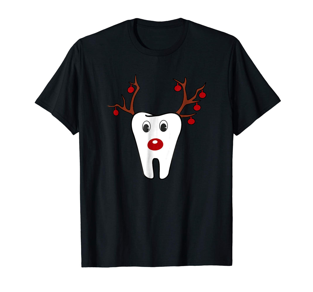 Antlers Red Nose Holiday Tooth Reindeer T-Shirt Funny Gifts