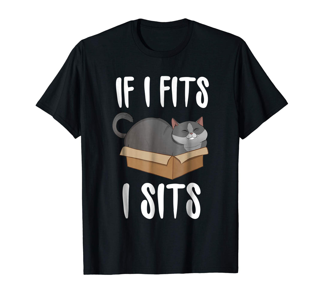 If I Fits I Sits Cat Meme Shirt Funny Cat In A Boxt T-shirt
