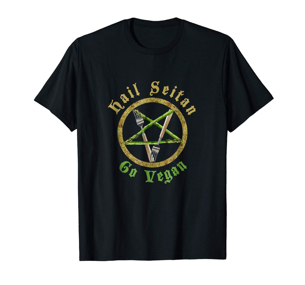 &quot;Hail Seitan Go Vegan&quot; Funny Vegan T Shirt - Men &amp; Women