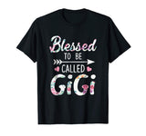 Blessed To Be Called Gigi Floral Grandma Funny T-Shirt