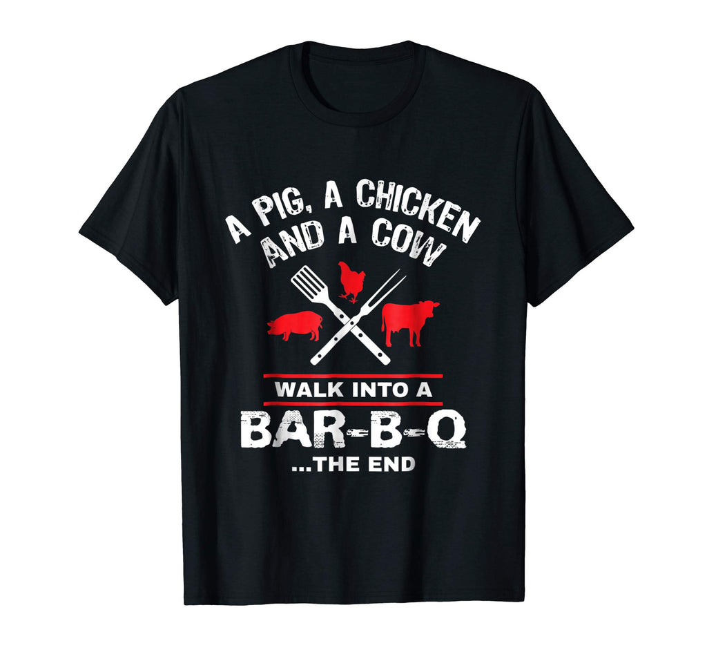 A Pig Chicken Cow Walk Into A Bar Funny BBQ Grilling Shirt