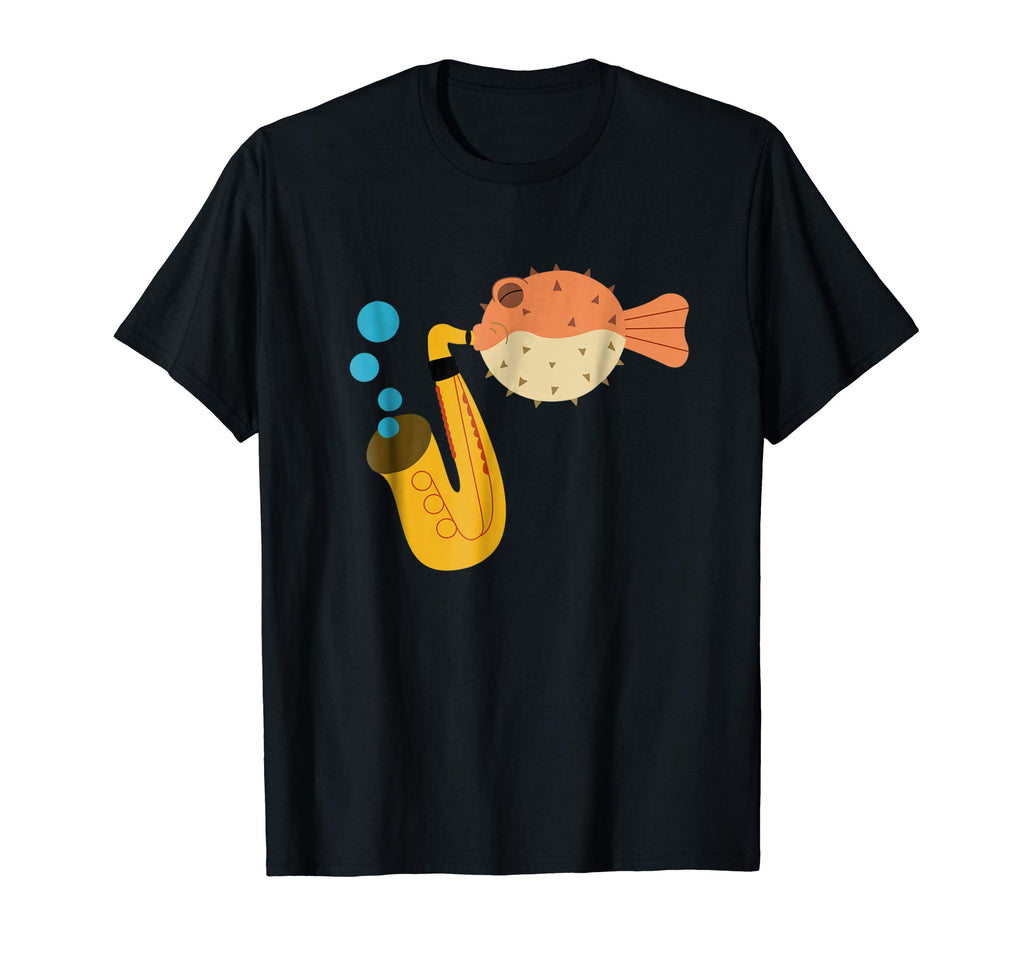 Blow Fish Playing Saxophone Music Funny Novelty T-Shirt