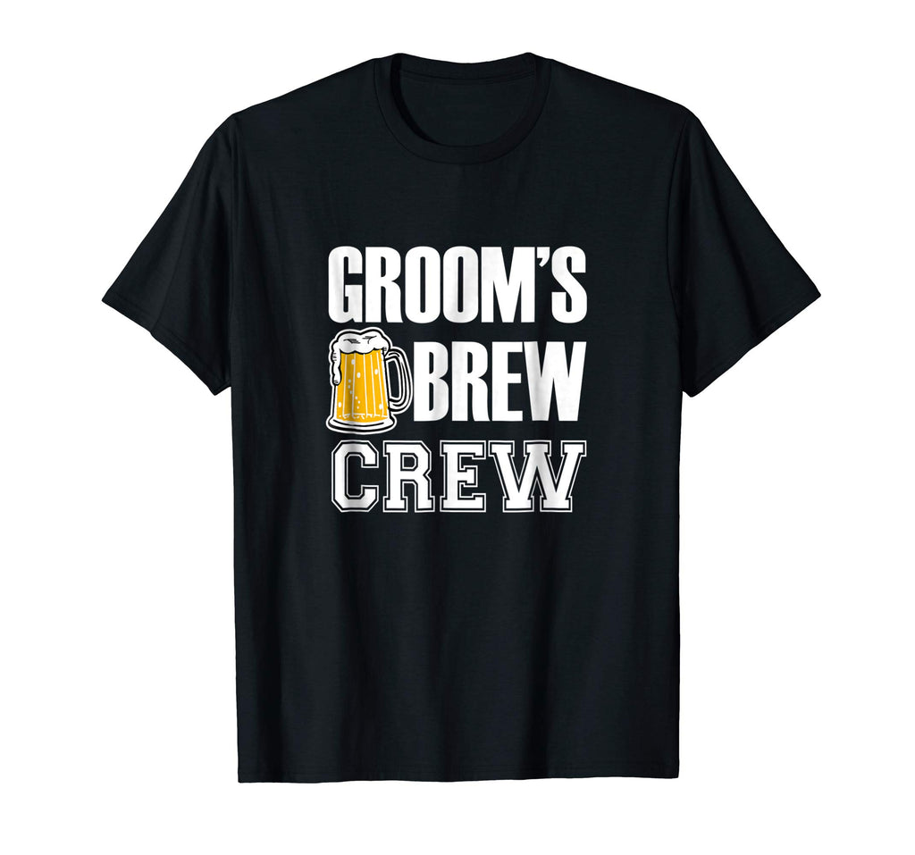 Mens Groom's Brew Crew Funny Groomsmen Bachelor Party Shirt
