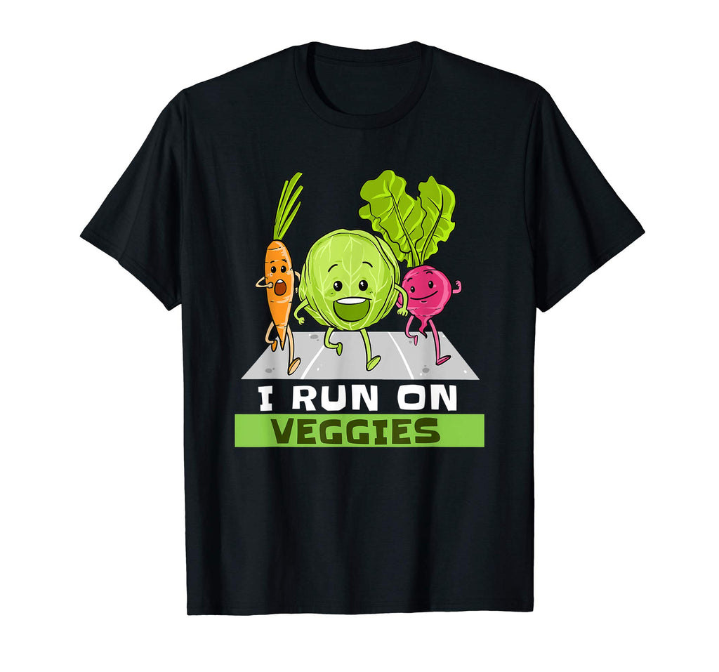 I Run On Veggies T-Shirt Funny Vegan Vegetarian Runner Gift