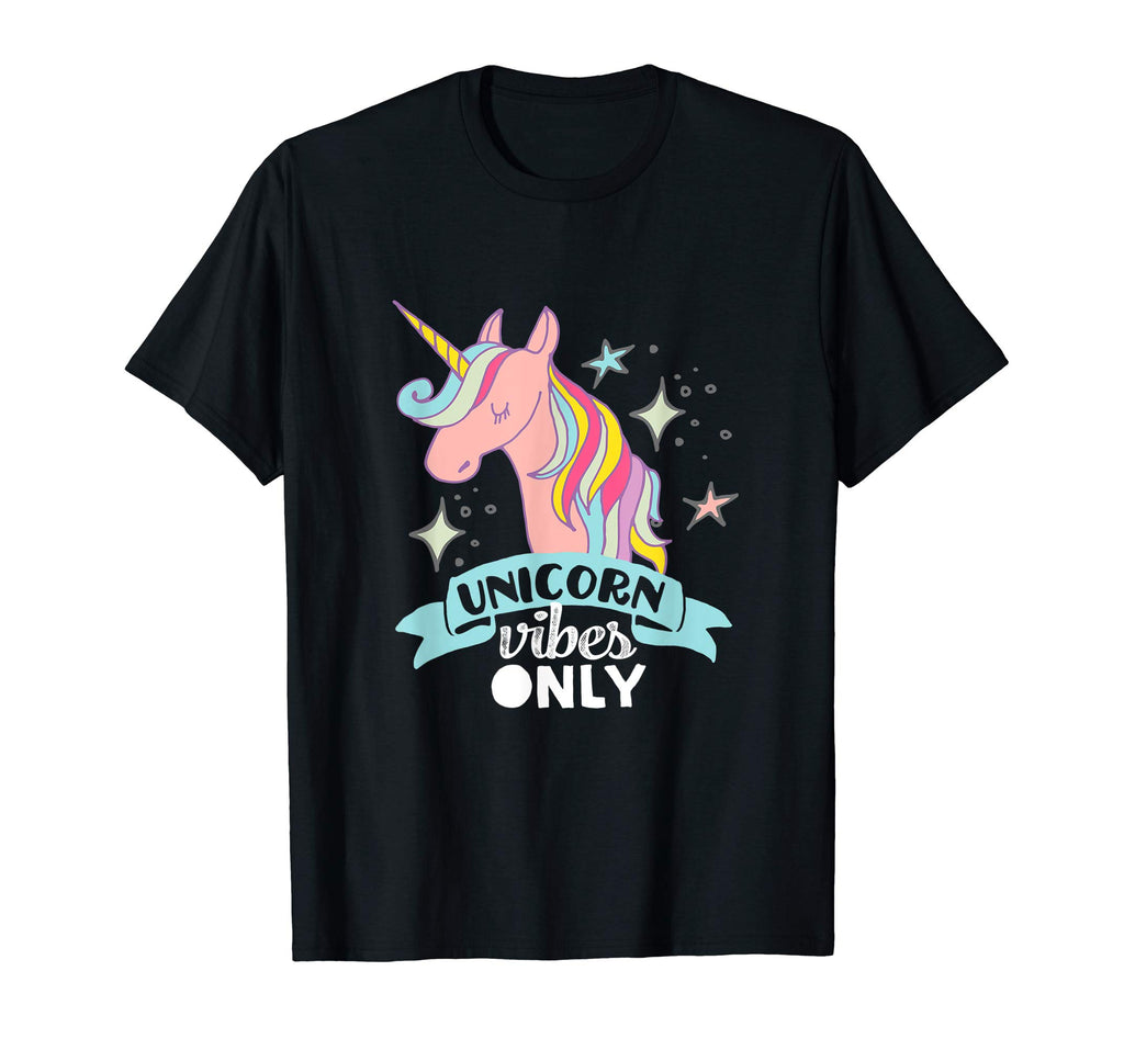 Funny Unicorn Vibes Only T-shirt With Rainbow Sparkles