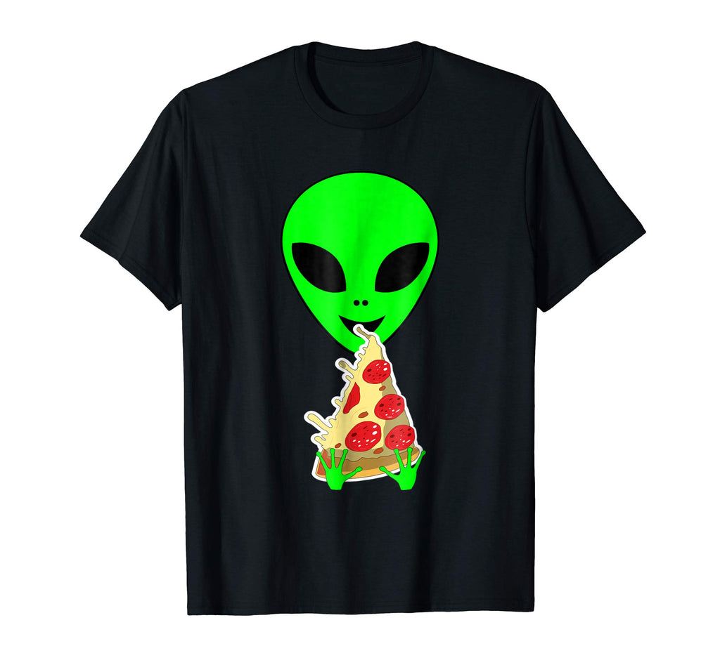 Alien Pizza T-Shirts Funny Alien Eating Pizza T-Shirts