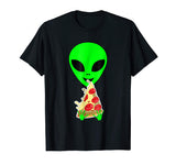 Alien Pizza T-Shirts Funny Alien Eating Pizza T-Shirts