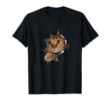 Sweet Kitten Torn Cloth 3D T-Shirt - Funny Cat Lover Tee