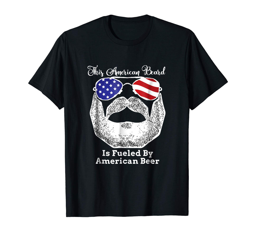 American Bearded and Fueled by Beer Funny Men T-Shirts