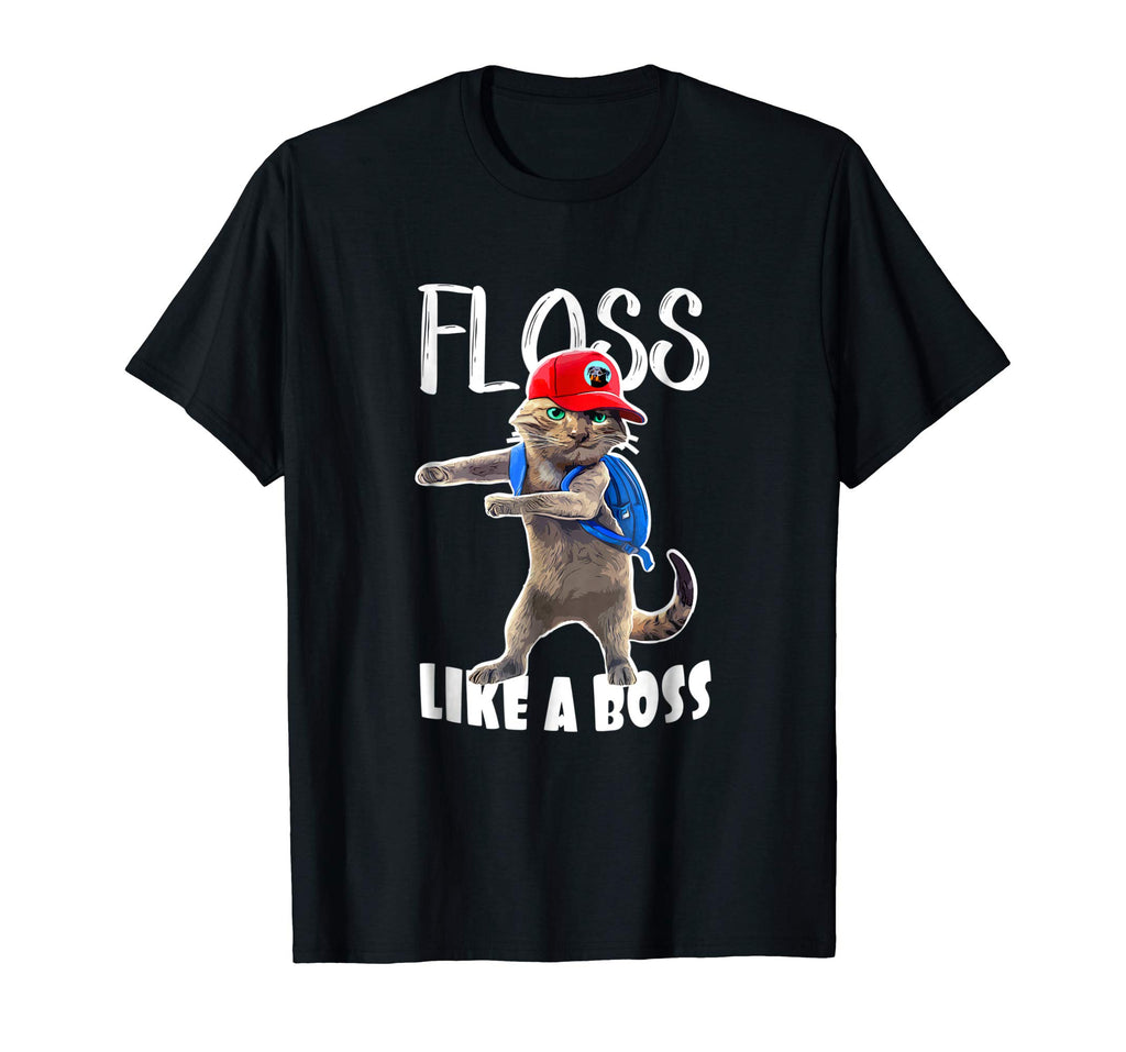 Funny Graphic T Shirt Flossing School Cat Floss like a Boss