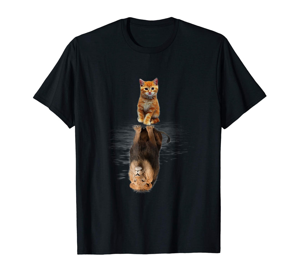 Funny Cat Tee shirt, Kitten Cat and Lion Mirror T-shirt