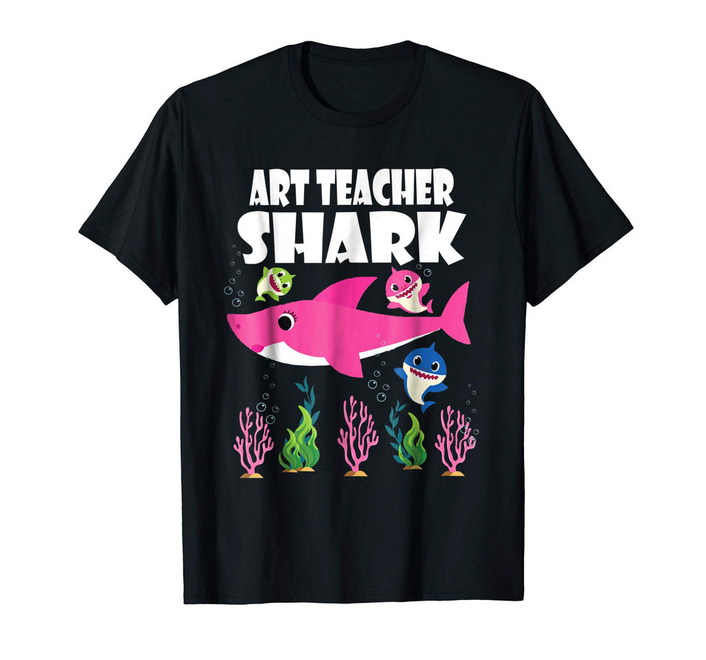 Baby Sharks &amp; Lovely Art Teacher Shark Funny Cool Tshirt