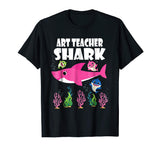 Baby Sharks &amp; Lovely Art Teacher Shark Funny Cool Tshirt