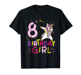 Funny Birthday Gift 8 year old Girl Dabbing Unicorn T-Shirt