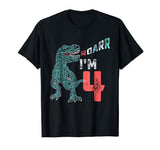 4th Birthday Shirt - Funny Four Year Old Boys Dinosaur Tees