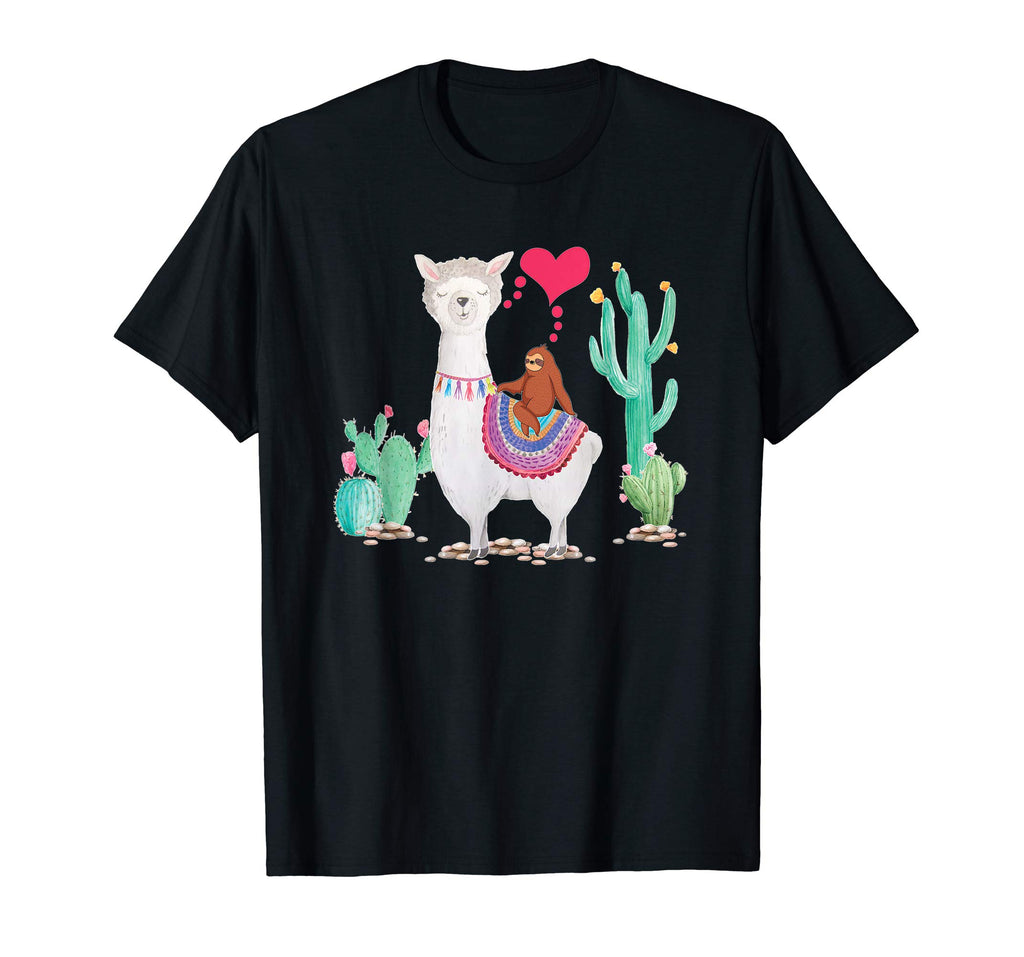 Sloth Riding Llama Tshirt Funny Valentines Day Gift