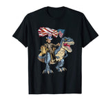 Abe Lincoln Murica T- Rex Shirt Funny 4th Of July USA Flag