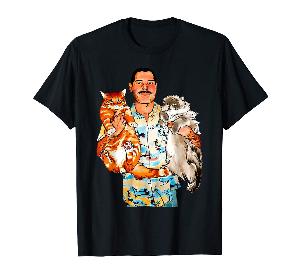 Funny man hug his cats mercury t-shirt Mr cat