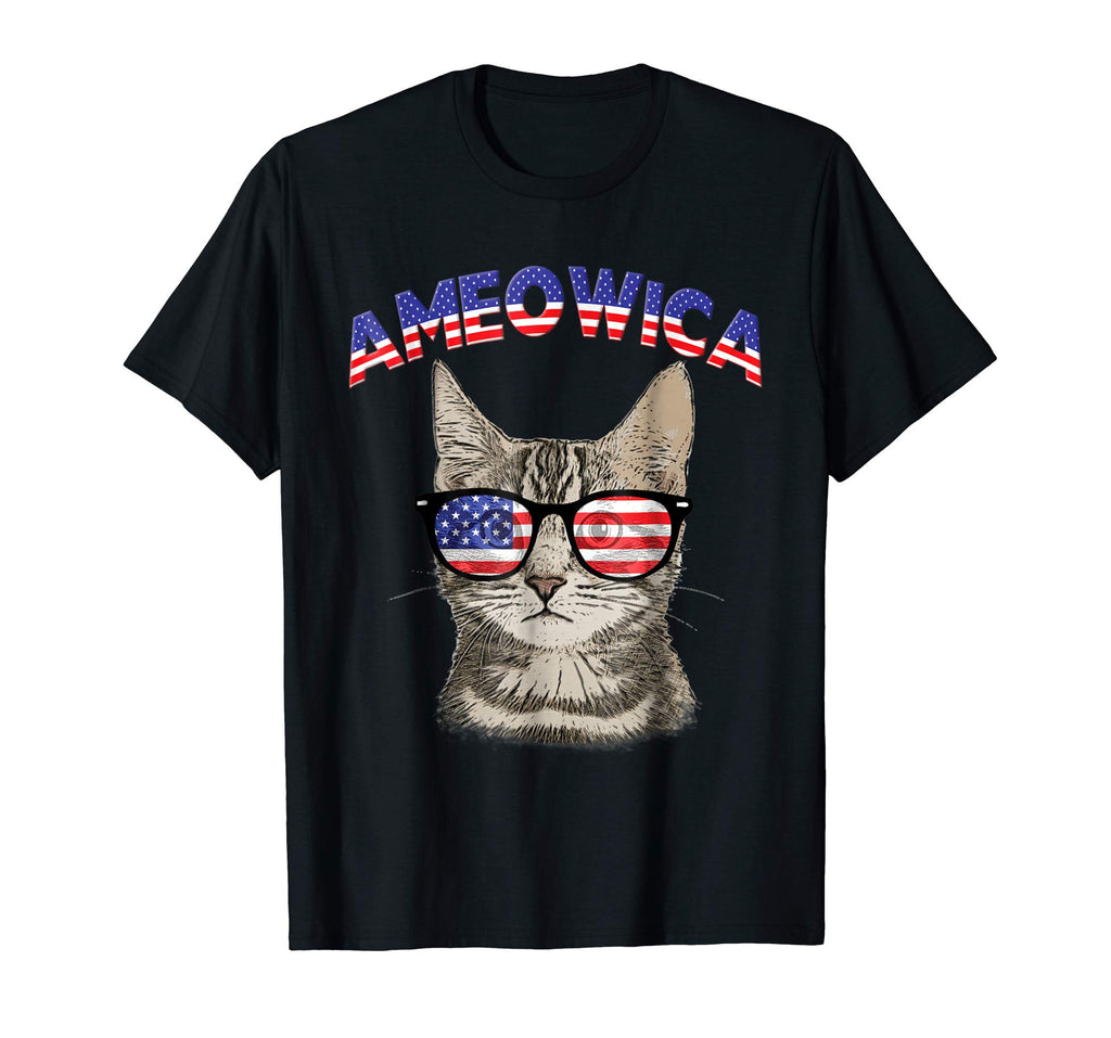 Ameowica USA Cat Kitten Patriotic Sunglasses Funny T-Shirt