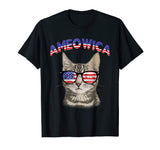 Ameowica USA Cat Kitten Patriotic Sunglasses Funny T-Shirt