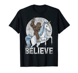 Bigfoot Riding Unicorn T Shirt Funny Sasquatch Vintage Tees