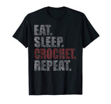 Eat Sleep Crochet Repeat Funny Retro T-Shirt