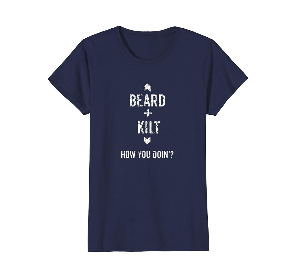 Beard Kilt Funny Scottish Distressed T-Shirt
