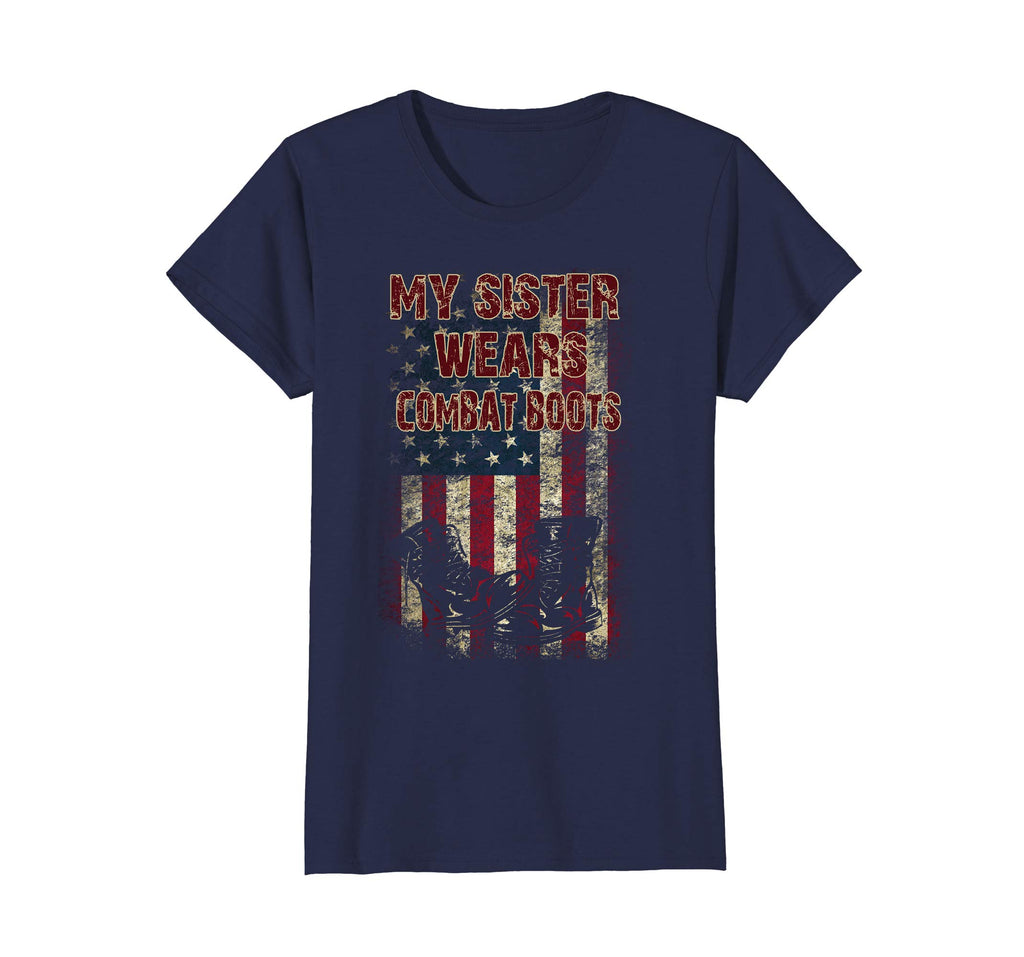 Army My Sister Wears Combat Boots Funny T-Shirt For Brother