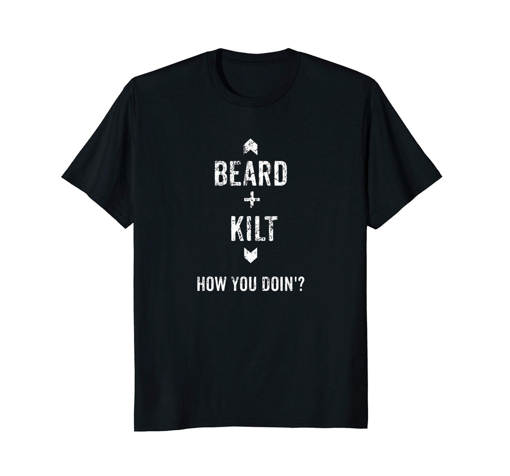 Beard Kilt Funny Scottish Distressed T-Shirt