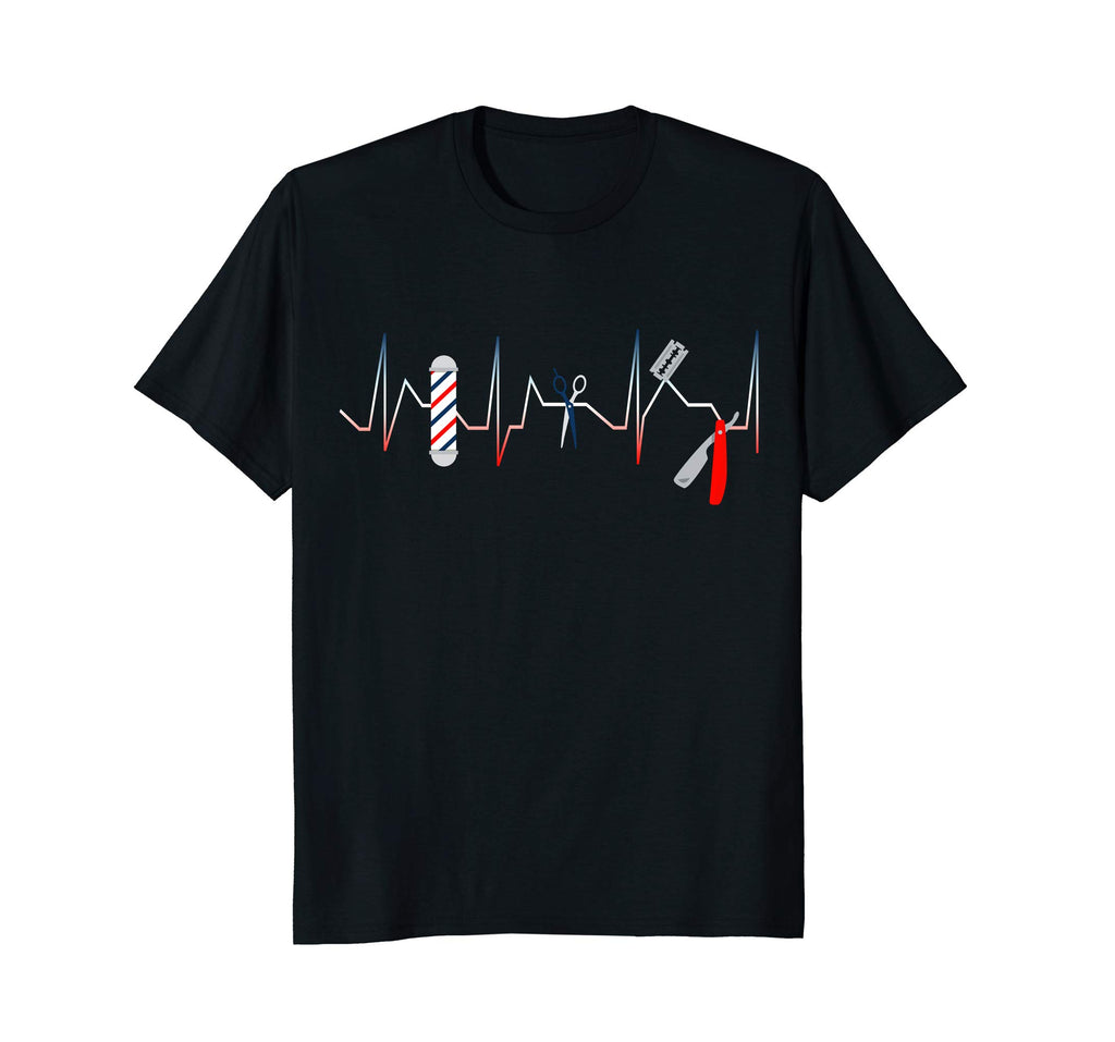 Barber Pole Funny Shirt Haircut Comb Blade Beard Heartbeat