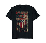 Army My Sister Wears Combat Boots Funny T-Shirt For Brother