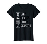 Code T-Shirt Eat Sleep Repeat Tshirt Funny Programmer