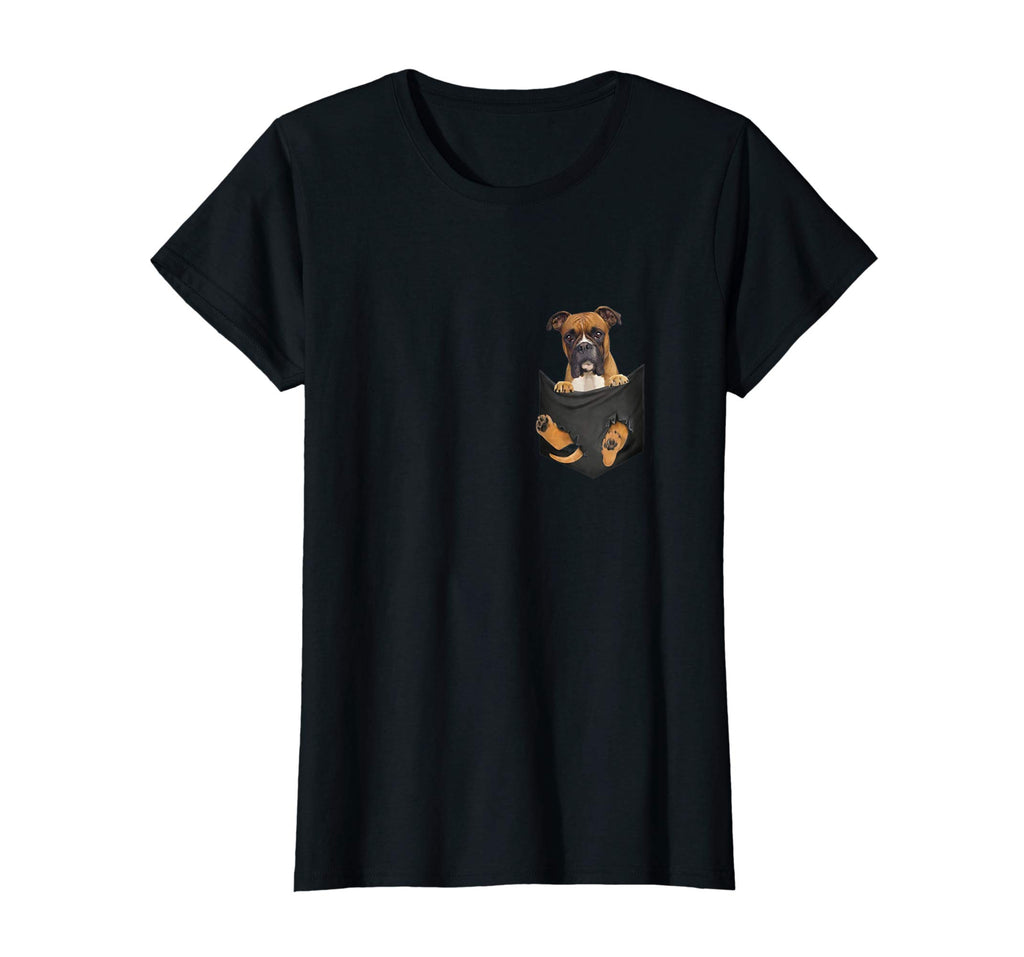Boxer Inside Pocket Funny T-Shirt Lover Dog Cute Gift Tee