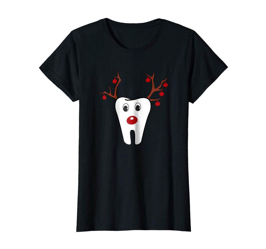 Antlers Red Nose Holiday Tooth Reindeer T-Shirt Funny Gifts