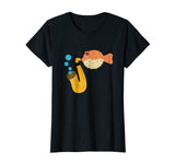 Blow Fish Playing Saxophone Music Funny Novelty T-Shirt