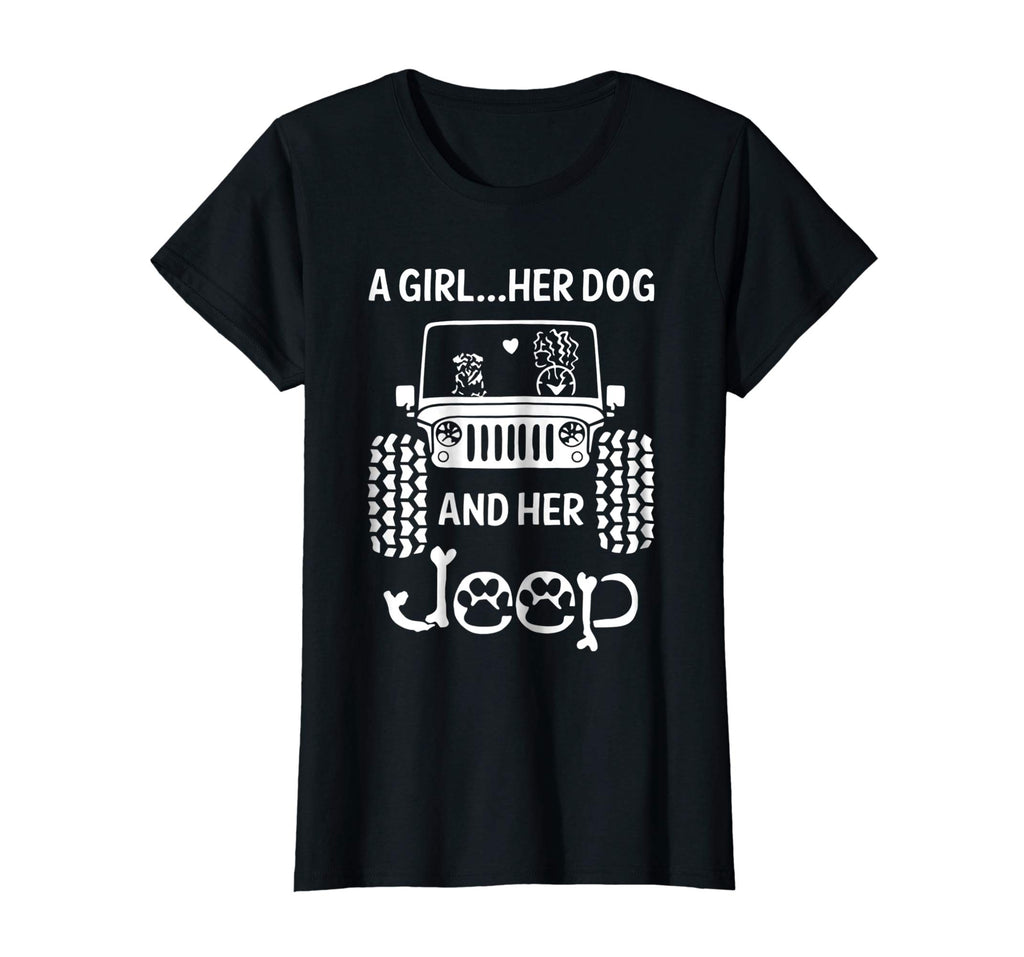 A girl, a dog and her Jeep Shirt- Funny Gift Dog mom T Shirt